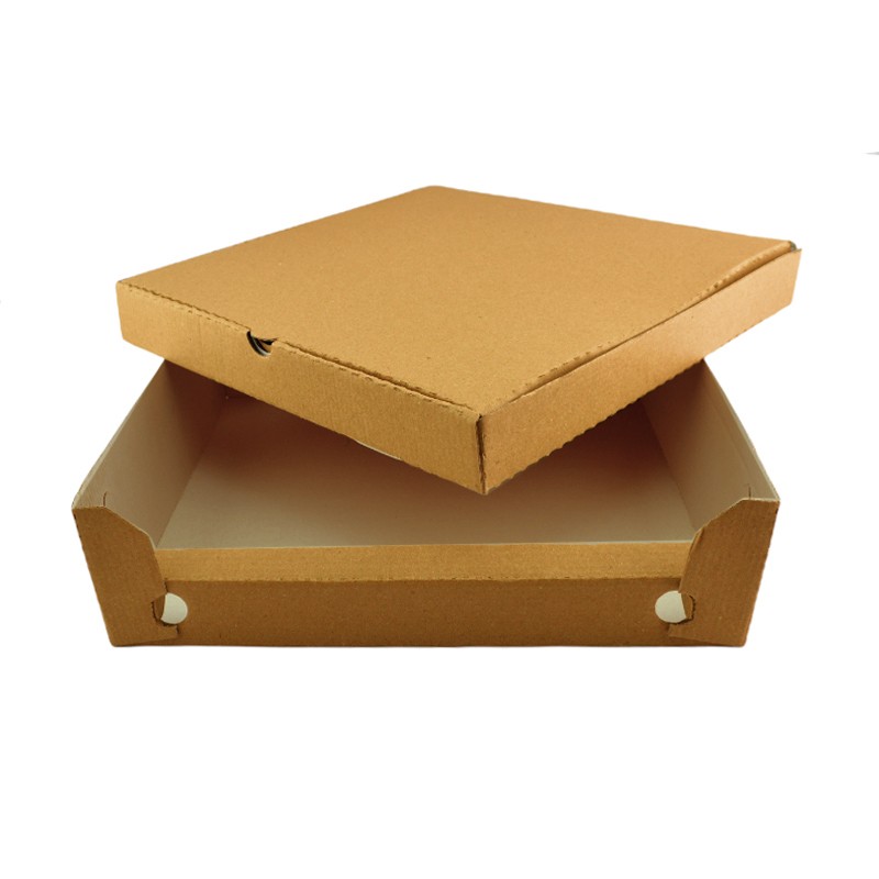 Pachet 2 cutii pizza cu si fara capac, 320x320x80 mm, 320x320x40 mm, carton natur microondul E 360 g - imagine 5